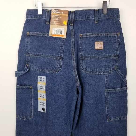 Carhartt Loose Original Fit Work Dungaree Irregular Denim Jeans NWT size 32x34 - Picture 5 of 10